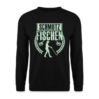 Schmutz Fischen Sondengänger mit Detektor - Unisex Pullover - Schwarz - Vorne - Alina (178cm) & Michal (187cm)