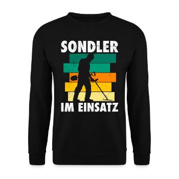 Sondler im Einsatz Metallfinder Metalldetektor - Unisex Pullover - Schwarz - Vorne - Alina (178cm) & Michal (187cm)