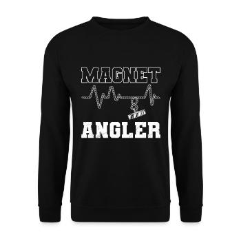 Magnetfischer Magnetangler Schatzjäger - Unisex Pullover - Schwarz - Vorne - Alina (178cm) & Michal (187cm)
