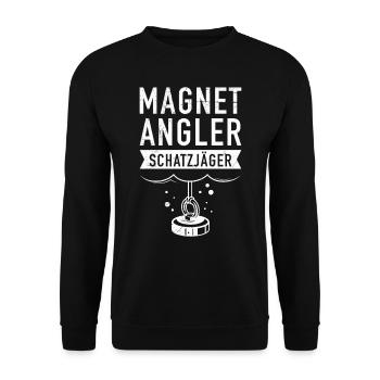Magnetfischer Magnetangler Schatzjäger - Unisex Pullover - Schwarz - Vorne - Alina (178cm) & Michal (187cm)