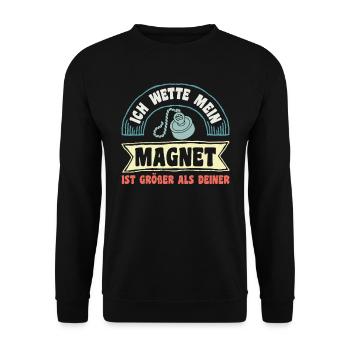 Magnetfischen Ich wette mein Magnet ist größer - Unisex Pullover - Schwarz - Vorne - Alina (178cm) & Michal (187cm)