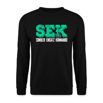 Sondler Einsatz Kommando Sondengänger mit Detektor - Unisex Pullover - Schwarz - Vorne - Alina (178cm) & Michal (187cm)