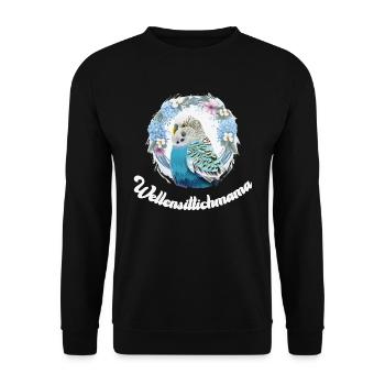 Wellensittich Mama Budgie Mom Sittich Vogelfreund - Unisex Pullover - Schwarz - Vorne - Alina (178cm) & Michal (187cm)
