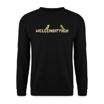 Vogelliebhaber Wellensittich Fan Sittiche - Unisex Pullover - Schwarz - Vorne - Alina (178cm) & Michal (187cm)