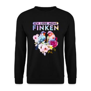Ich liebe meine Finken Vogelliebhaber Vogel Liebe - Unisex Pullover - Schwarz - Vorne - Alina (178cm) & Michal (187cm)