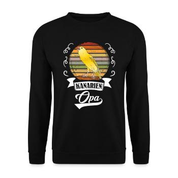 Opa Kanarien Grandpa Canary Vogelliebhaber - Unisex Pullover - Schwarz - Vorne - Alina (178cm) & Michal (187cm)