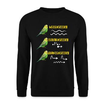 Wellensittich Teilchensittich Quantensittich - Unisex Pullover - Schwarz - Vorne - Alina (178cm) & Michal (187cm)