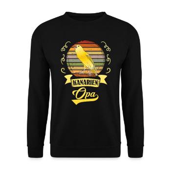 Opa Kanarien Grandpa Canary Vogelliebhaber - Unisex Pullover - Schwarz - Vorne - Alina (178cm) & Michal (187cm)