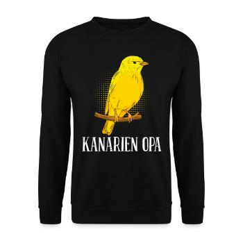 Kanarien Opa Canary Grandpa Wellensittich - Unisex Pullover - Schwarz - Vorne - Alina (178cm) & Michal (187cm)