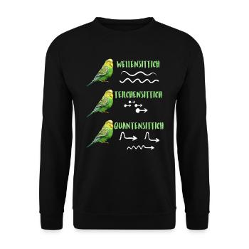 Wellensittich Teilchensittich Quantensittich - Unisex Pullover - Schwarz - Vorne - Alina (178cm) & Michal (187cm)