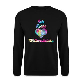 Ich liebe Wellensittiche Budgie Lover Sittich - Unisex Pullover - Schwarz - Vorne - Alina (178cm) & Michal (187cm)