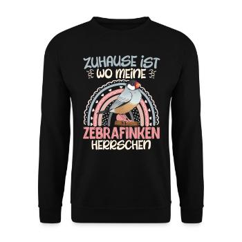 Zuhause ist wo meine Zebra Finken herrschen - Unisex Pullover - Schwarz - Vorne - Alina (178cm) & Michal (187cm)