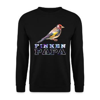 Finken Papa Zebrafinken Vogelfreund Männer - Unisex Pullover - Schwarz - Vorne - Alina (178cm) & Michal (187cm)