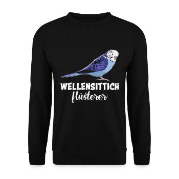 Vogelfreund Wellensittich Flüsterer Sittiche - Unisex Pullover - Schwarz - Vorne - Alina (178cm) & Michal (187cm)