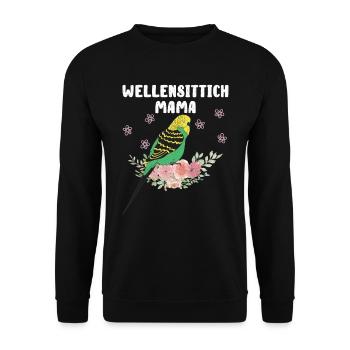 Wellensittich Mama Budgie Mom Sittich Vogelfreund - Unisex Pullover - Schwarz - Vorne - Alina (178cm) & Michal (187cm)