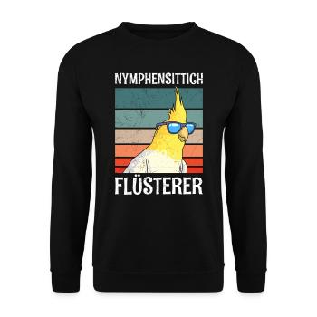 Nymphensittich Flüsterer Vogelliebhaber Sittich - Unisex Pullover - Schwarz - Vorne - Alina (178cm) & Michal (187cm)