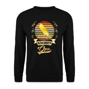Opa Kanarien Grandpa Canary Vogelliebhaber - Unisex Pullover - Schwarz - Vorne - Alina (178cm) & Michal (187cm)
