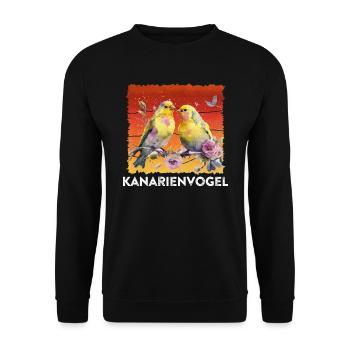 Kanarienvögel Canary Bird Vogelliebhaber - Unisex Pullover - Schwarz - Vorne - Alina (178cm) & Michal (187cm)