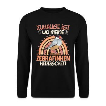 Zuhause ist wo meine Zebra Finken herrschen - Unisex Pullover - Schwarz - Vorne - Alina (178cm) & Michal (187cm)