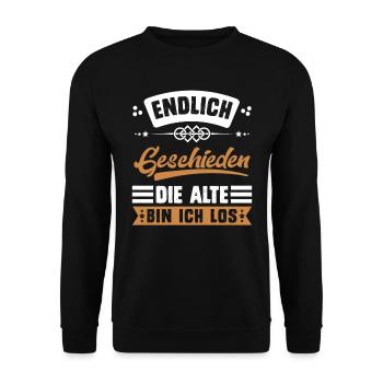 Endlich geschieden Scheidungsparty Scheidung - Unisex Pullover - Schwarz - Vorne - Alina (178cm) & Michal (187cm)