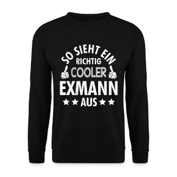 Scheidungsparty cooler Ex Mann endlich geschieden - Unisex Pullover - Schwarz - Vorne - Alina (178cm) & Michal (187cm)