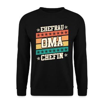 Oma Chefin Großmutter Muttertag Granny Ehefrau - Unisex Pullover - Schwarz - Vorne - Alina (178cm) & Michal (187cm)