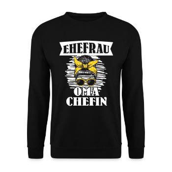 Oma Ehefrau Chefin Legende Großmutter Grandma - Unisex Pullover - Schwarz - Vorne - Alina (178cm) & Michal (187cm)