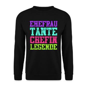 Tante Ehefrau Chefin Legende Muttertag Tanten - Unisex Pullover - Schwarz - Vorne - Alina (178cm) & Michal (187cm)