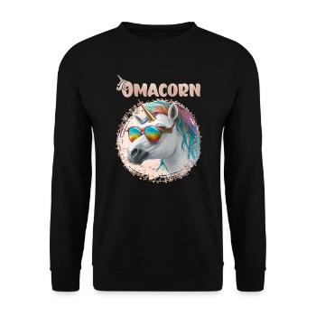 Omacorn Grandma Muttertag Großmutter Oma - Unisex Pullover - Schwarz - Vorne - Alina (178cm) & Michal (187cm)