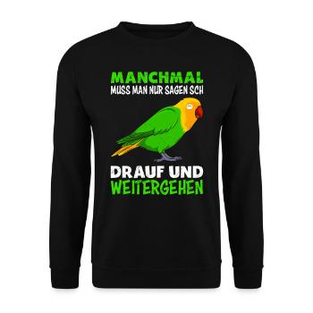 Lovebirds Manchmal muss man nur sagen ... drauf - Unisex Pullover - Schwarz - Vorne - Alina (178cm) & Michal (187cm)