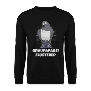 Grau Papagei Flüsterer African Grey Whisperer - Unisex Pullover - Schwarz - Vorne - Alina (178cm) & Michal (187cm)