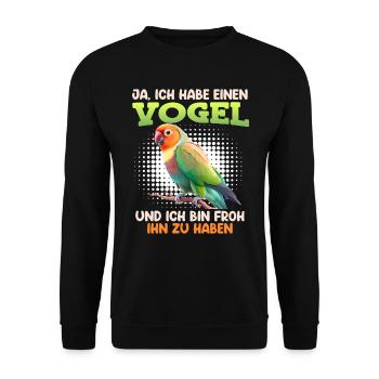 Liebesvögel Ja ich habe einen Vogel Lovebird - Unisex Pullover - Schwarz - Vorne - Alina (178cm) & Michal (187cm)