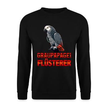 Graupapagei Flüsterer Vogelliebhaber Papagei - Unisex Pullover - Schwarz - Vorne - Alina (178cm) & Michal (187cm)