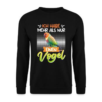 Lovebird Ich habe mehr als nur einen Vogel - Unisex Pullover - Schwarz - Vorne - Alina (178cm) & Michal (187cm)