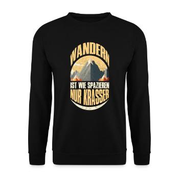 Wanderer Naturburschen Wandern lustig Bergsteiger - Unisex Pullover - Schwarz - Vorne - Alina (178cm) & Michal (187cm)