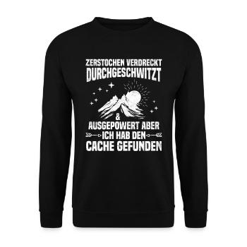 Geocacher Ich hab den Cache gefunden Geocache - Unisex Pullover - Schwarz - Vorne - Alina (178cm) & Michal (187cm)