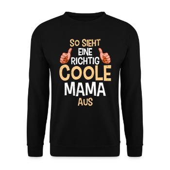 Coole Mama Muttertag weltbeste Mama Mothersday - Unisex Pullover - Schwarz - Vorne - Alina (178cm) & Michal (187cm)