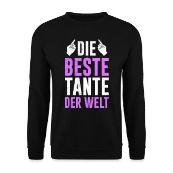Beste Tante Muttertag Tanten weltbeste Tante - Unisex Pullover - Schwarz - Vorne - Alina (178cm) & Michal (187cm)