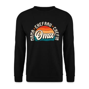 Oma Chefin Großmutter Muttertag Granny Ehefrau - Unisex Pullover - Schwarz - Vorne - Alina (178cm) & Michal (187cm)