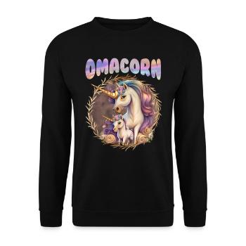 Omacorn Grandma Muttertag Großmutter Oma - Unisex Pullover - Schwarz - Vorne - Alina (178cm) & Michal (187cm)