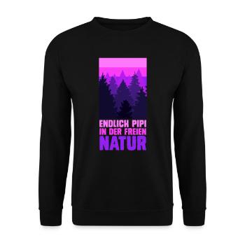 Bergsteiger lustig Peeing outside Naturburschen - Unisex Pullover - Schwarz - Vorne - Alina (178cm) & Michal (187cm)