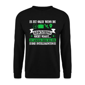 Geocache Ist okay wenn du Geocaching nicht magst - Unisex Pullover - Schwarz - Vorne - Alina (178cm) & Michal (187cm)