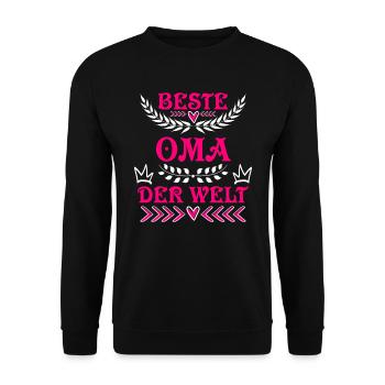 Weltbeste Oma Muttertag Beste Oma Super Grandma - Unisex Pullover - Schwarz - Vorne - Alina (178cm) & Michal (187cm)