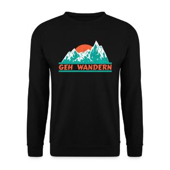Geh Wandern Wanderer Berge - Unisex Pullover - Schwarz - Vorne - Alina (178cm) & Michal (187cm)