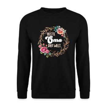 Weltbeste Oma Muttertag Beste Oma Super Grandma - Unisex Pullover - Schwarz - Vorne - Alina (178cm) & Michal (187cm)