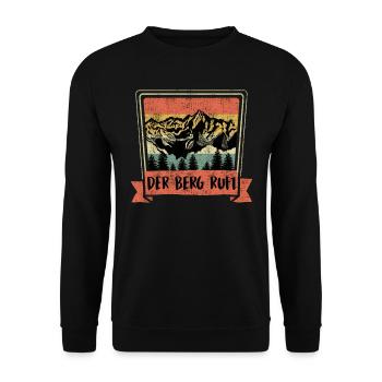 Der Berggipfel ruft Bergfan Wandern - Unisex Pullover - Schwarz - Vorne - Alina (178cm) & Michal (187cm)