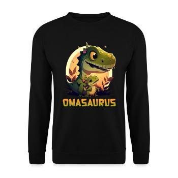 Omasaurus Muttertag Grandma Mama Tag Oma - Unisex Pullover - Schwarz - Vorne - Alina (178cm) & Michal (187cm)