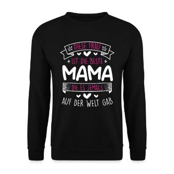 Weltbeste Mama Muttertag Beste Mama coolste Mama - Unisex Pullover - Schwarz - Vorne - Alina (178cm) & Michal (187cm)