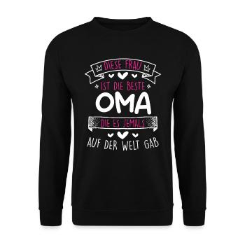 Weltbeste Oma Muttertag coole Oma Granny - Unisex Pullover - Schwarz - Vorne - Alina (178cm) & Michal (187cm)