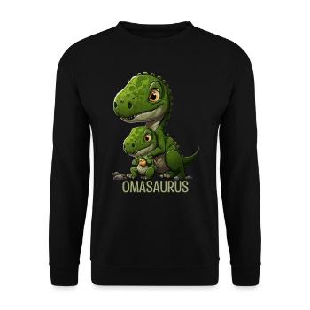 Omasaurus Grandma Muttertag Dinosaurier Fan - Unisex Pullover - Schwarz - Vorne - Alina (178cm) & Michal (187cm)